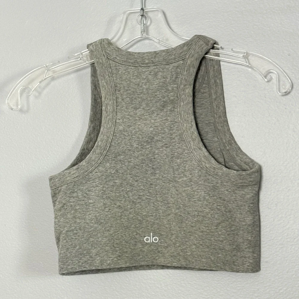 Alo Yoga Heather Gray Seamless Delight Crop Tank Top